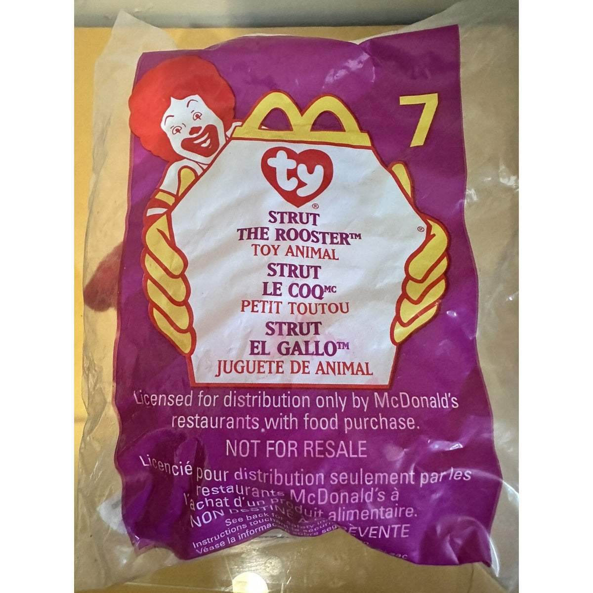 1999 McDonald’s Ty Teenie Beanie Babies Strut The Rooster #7 NEW Sealed Vintage
