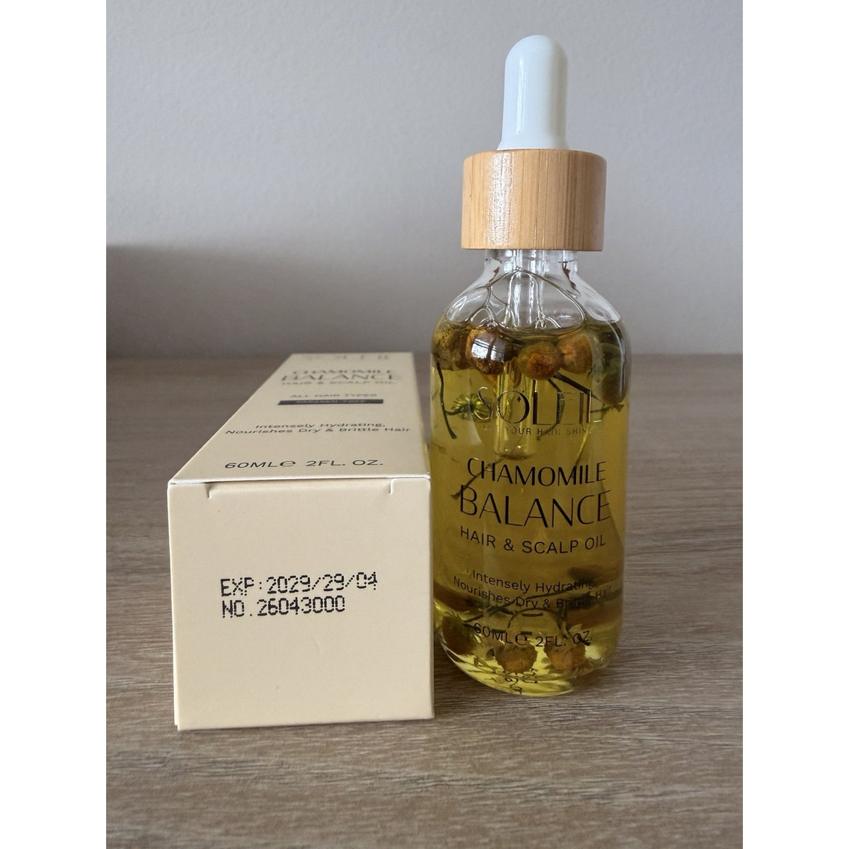 Soleil Chamomile Balance Hair & Scalp Oil 2 oz New in Box Exp 2029