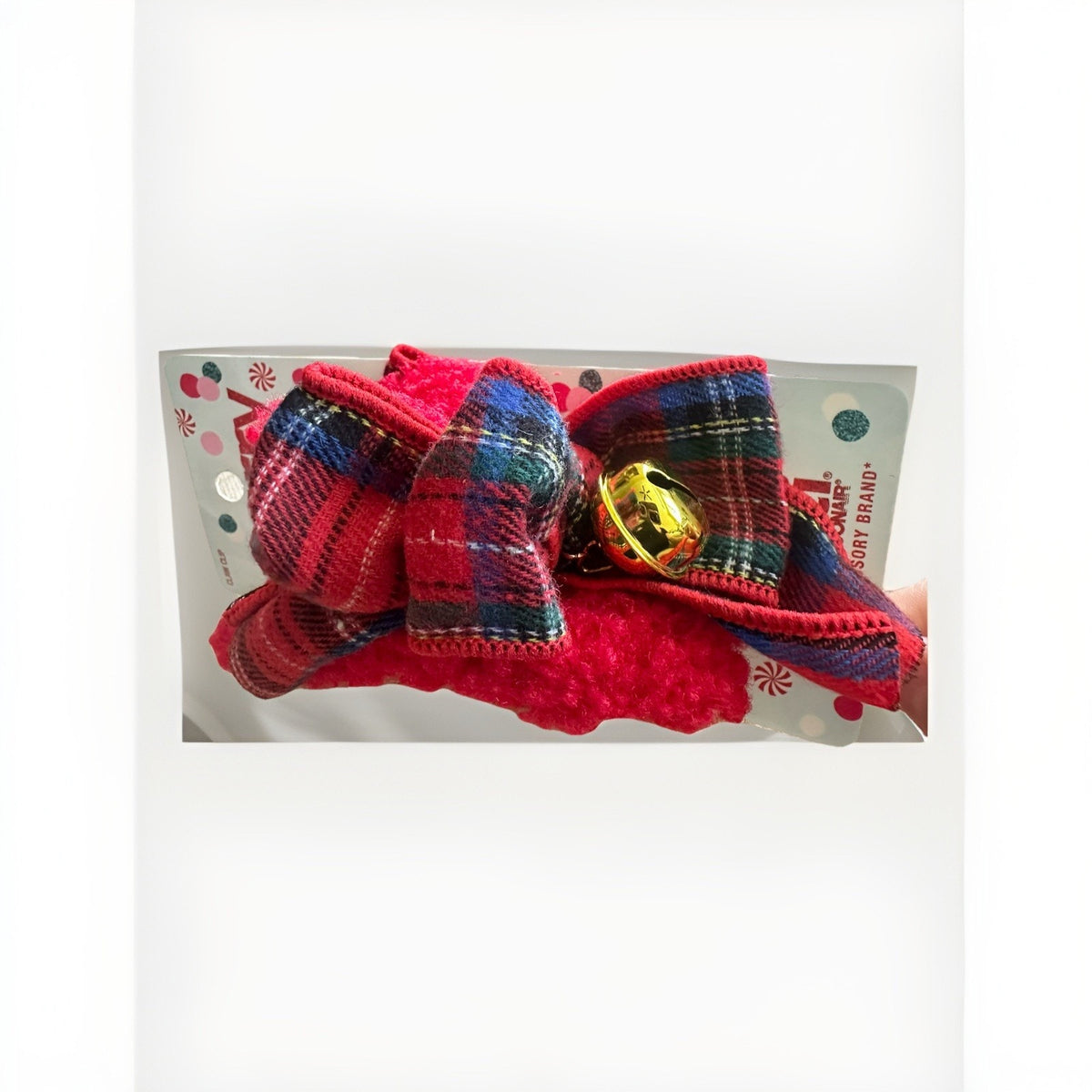 Scünci Fuzzy Plaid Claw Clips with Bells | Christmas Hair Accessories Set of 9