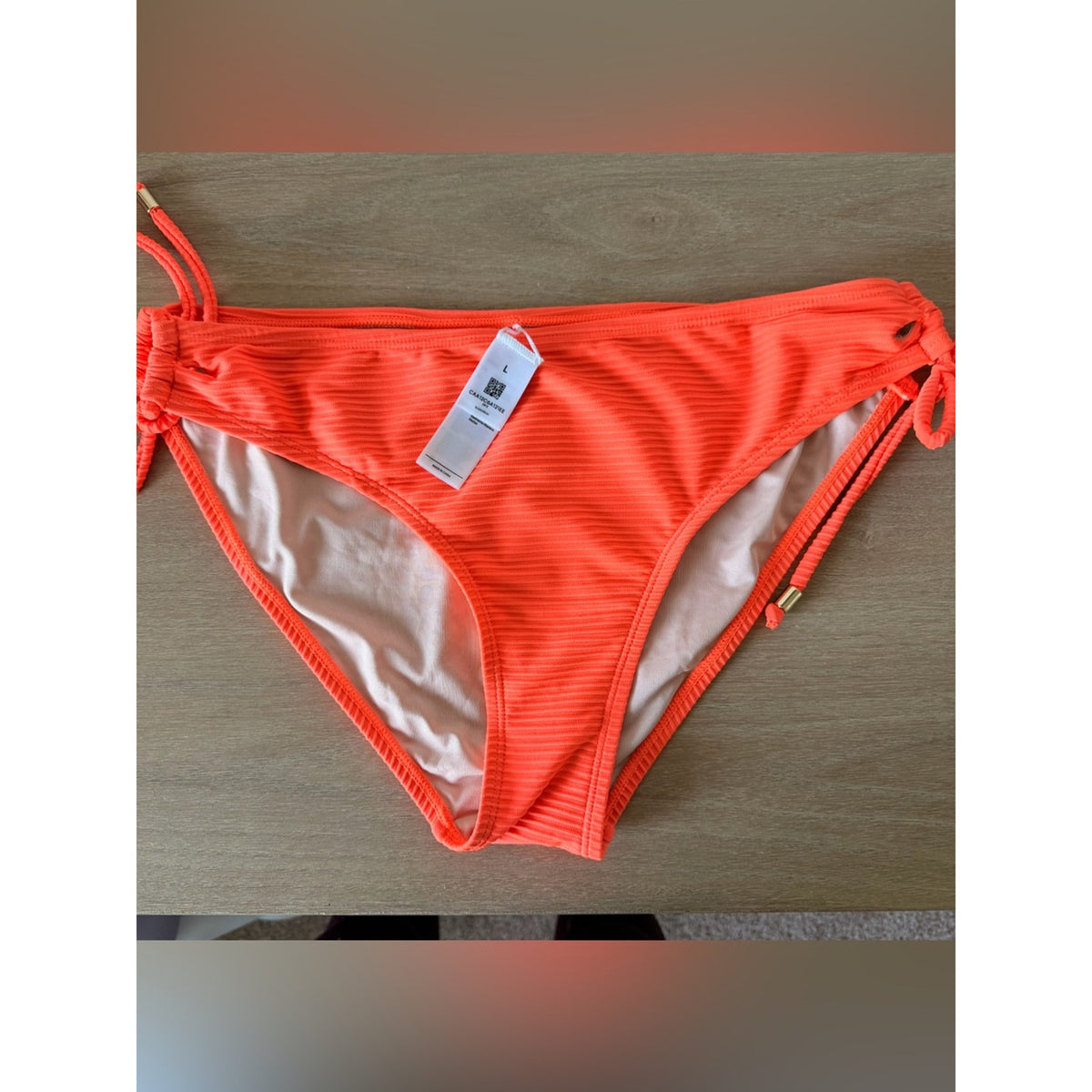 CUPSHE Neon Coral Ribbed Bikini Set Mixed Sizes S Top L Bottom