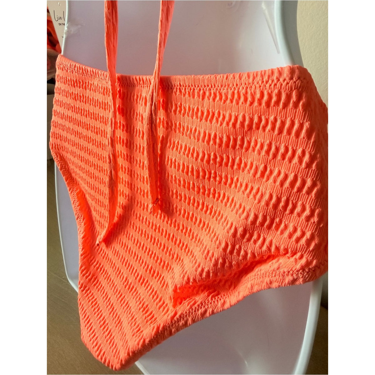 CUPSHE NWT Bright Coral Textured Bikini Set Medium High Waisted Swimwear