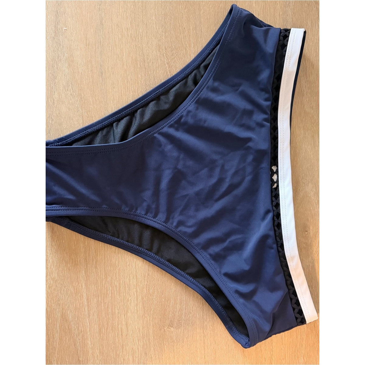 NWT Cupshe Navy White Crochet Trim Bikini Set Size S Adjustable Swim