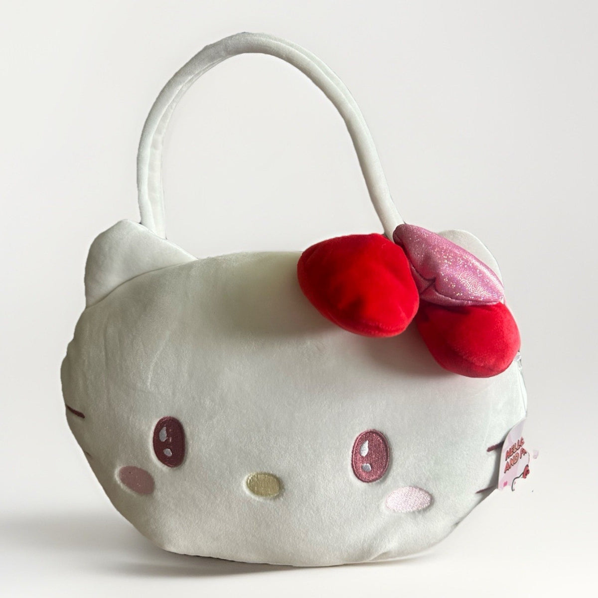 Hello Kitty Valentine Plush Basket Bucket Pink Bow Sanrio Candy Gift Bag