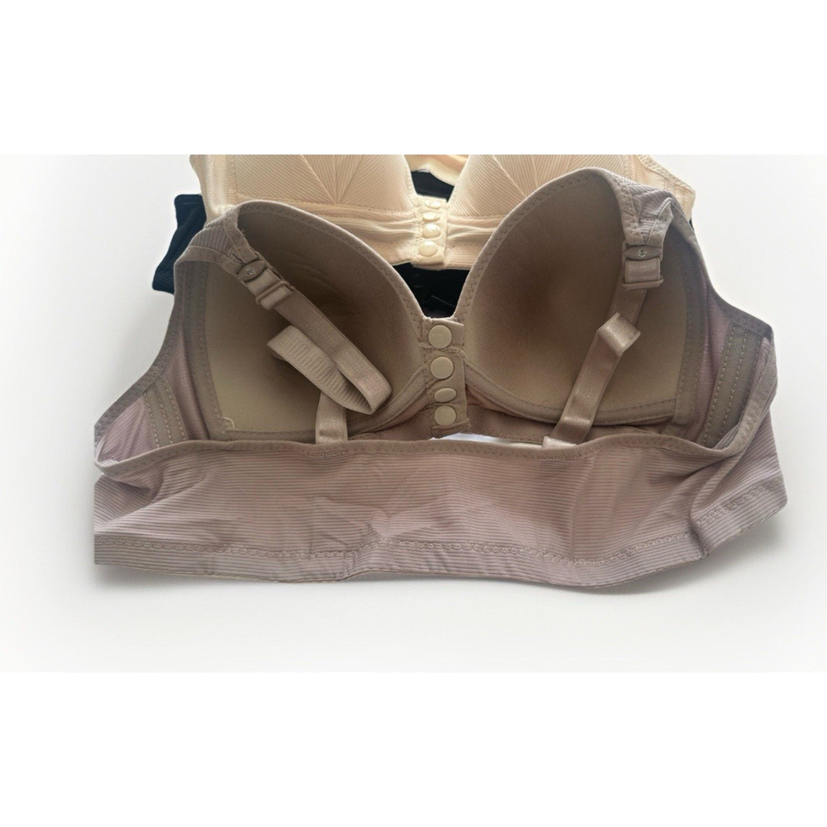 Lot of 6 Wireless Front Closure Bras Sizes 44 & 46 Nude Black Purple