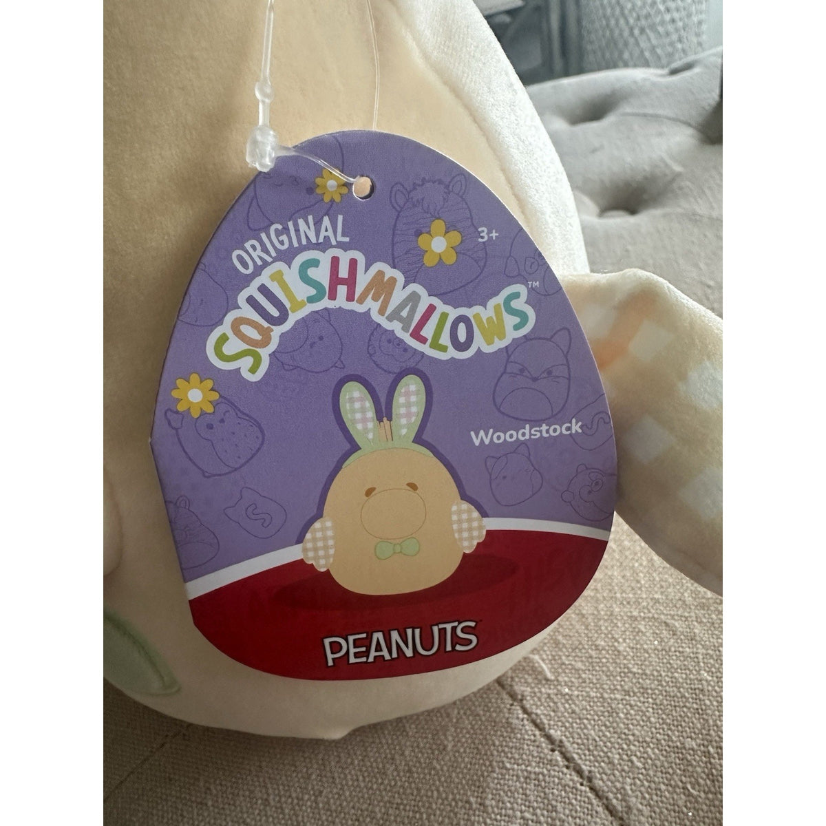 Squishmallows Woodstock Easter Bunny Plush 12” Peanuts Snoopy NWT