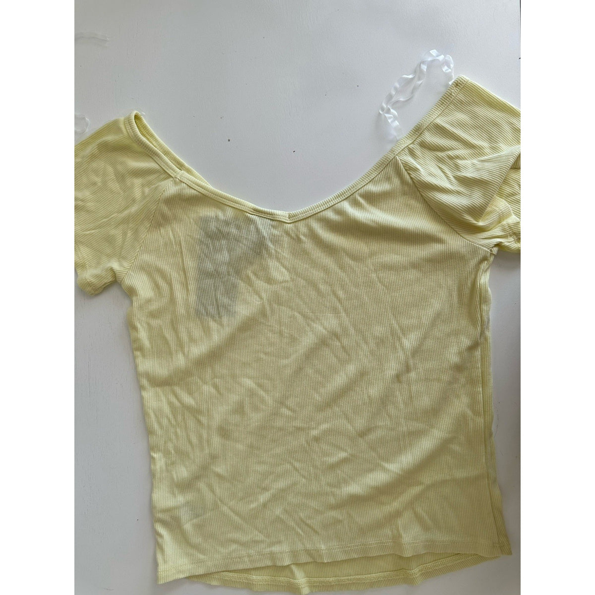 Wild Fable Ribbed Knit Short Sleeve Top XS Light Yellow NWT