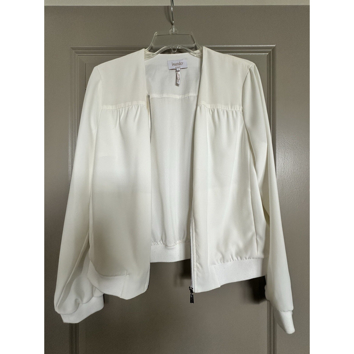 Women’s White Zipper Jacket Laundry By Shelli Segal Size 8