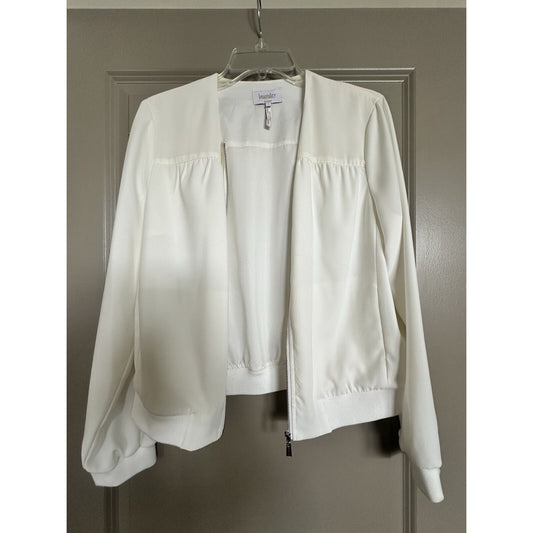 Women’s White Zipper Jacket Laundry By Shelli Segal Size 8