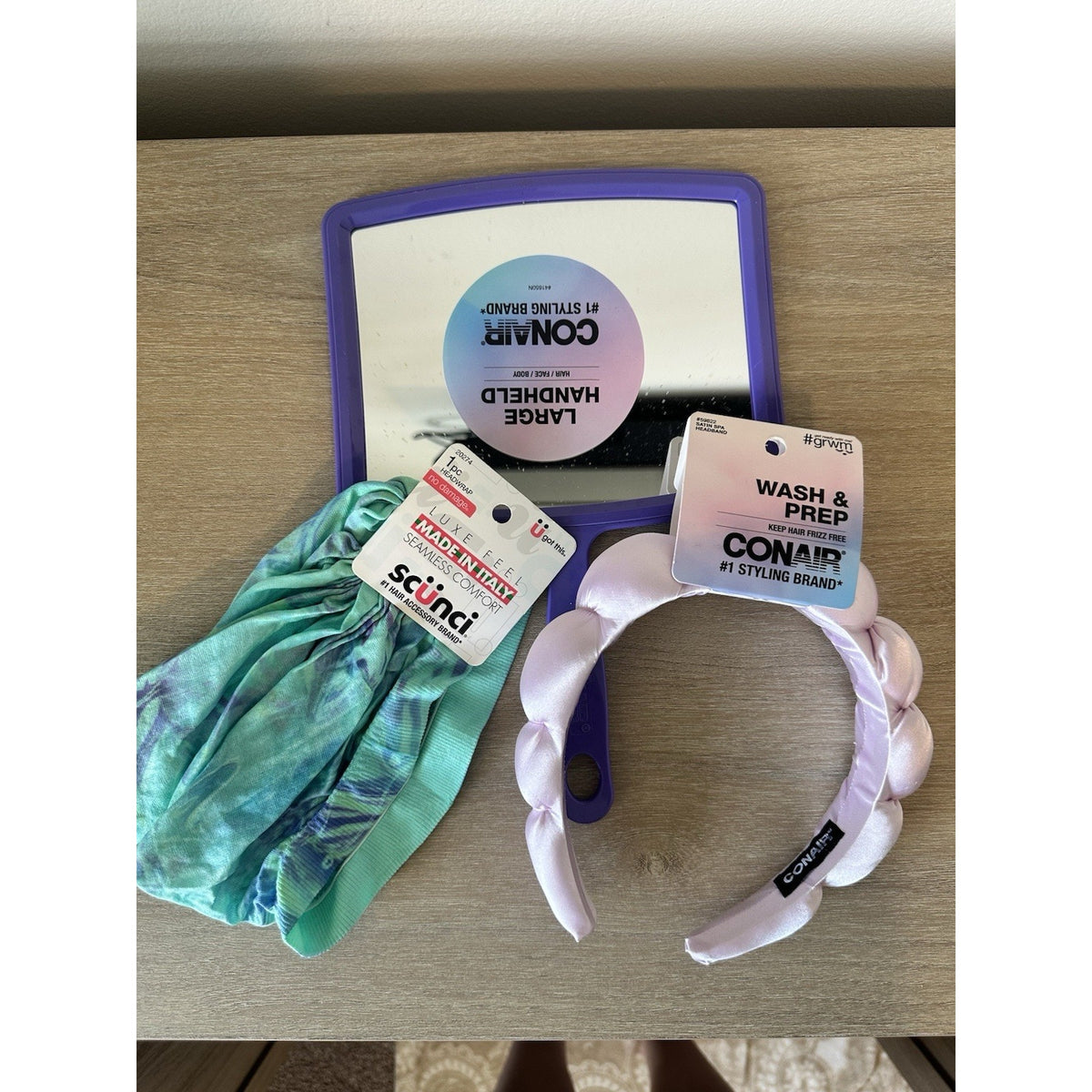 Spa Headband Mirror & Hair Wrap Set | Skincare Makeup Prep Beauty Tools