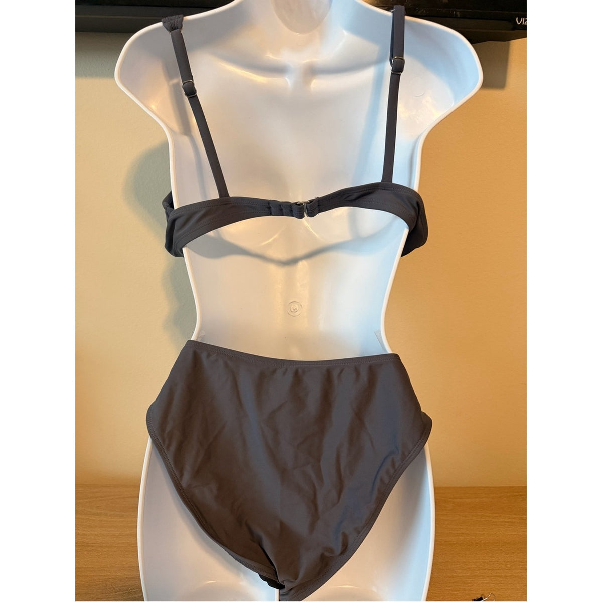 CUPSHE Gray Bikini Set High Cut Underwire Swimwear Two Piece Size XL