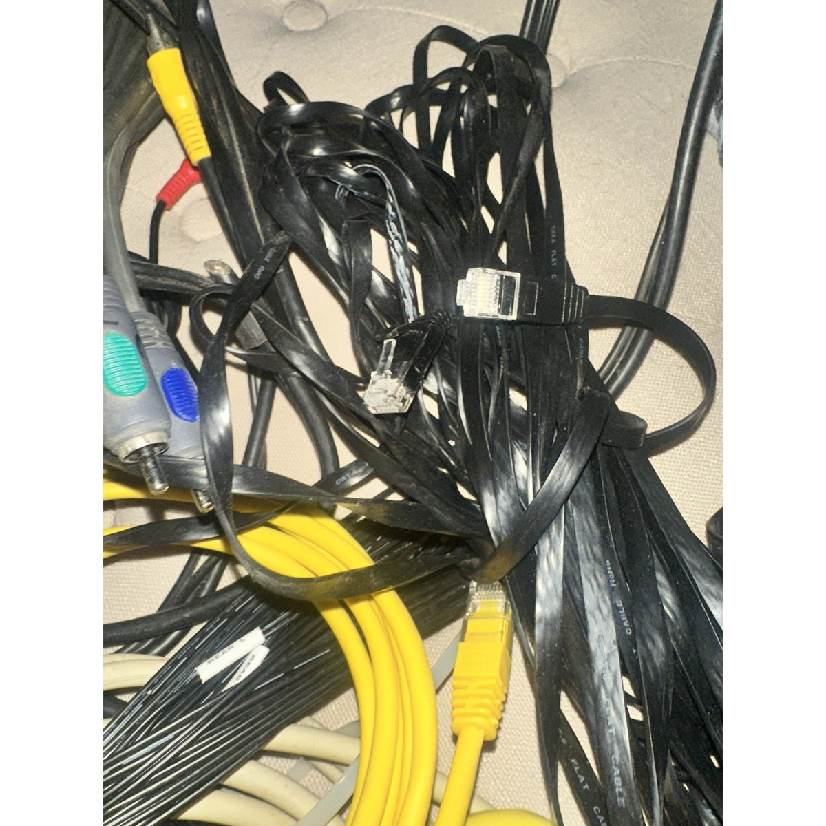 Lot of Mixed Cables & Wires / RCA AV / Ethernet / Coax / USB / Phone Line/ Other