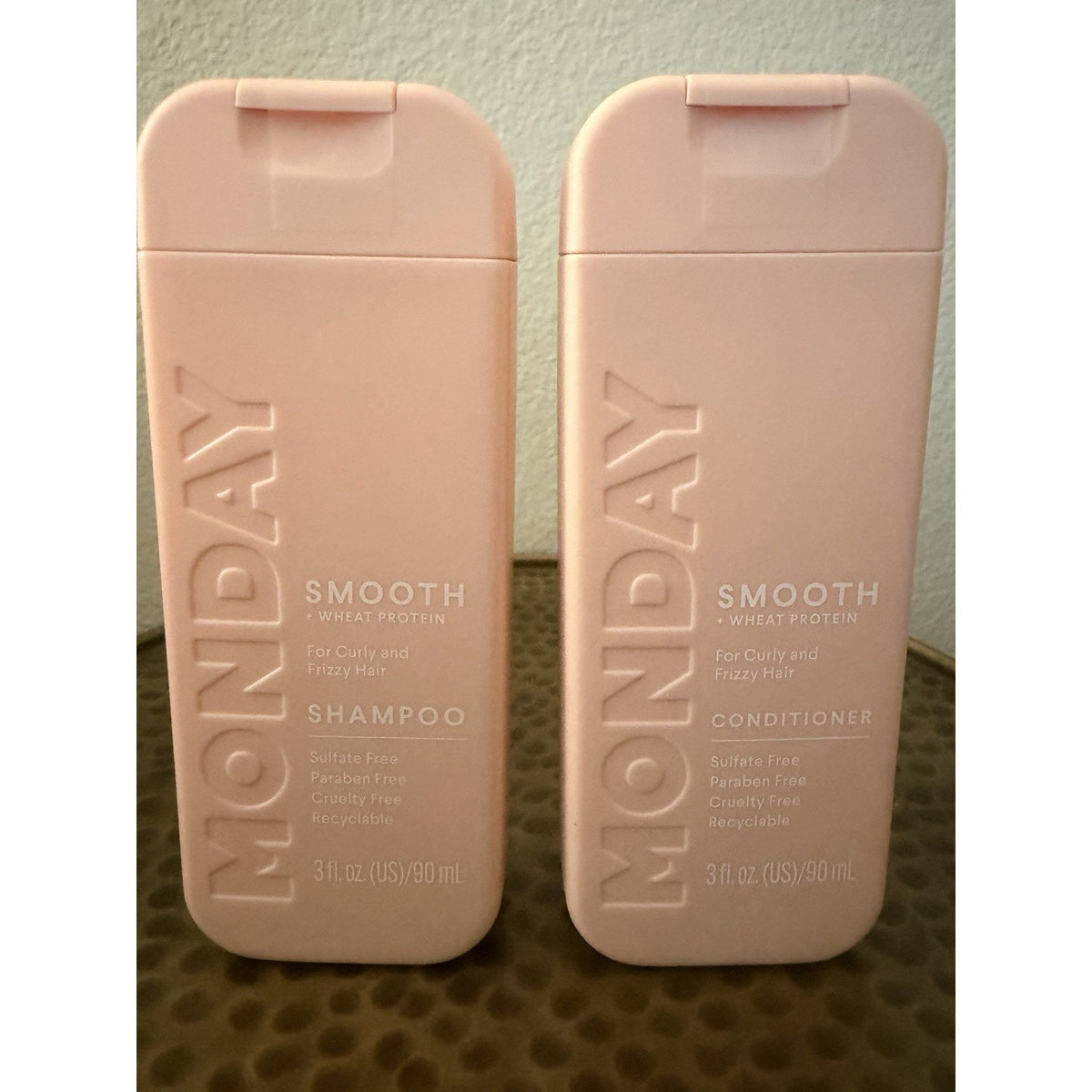 MONDAY Haircare Smooth Shampoo Conditioner Travel Set 3oz Curly Frizzy Mini