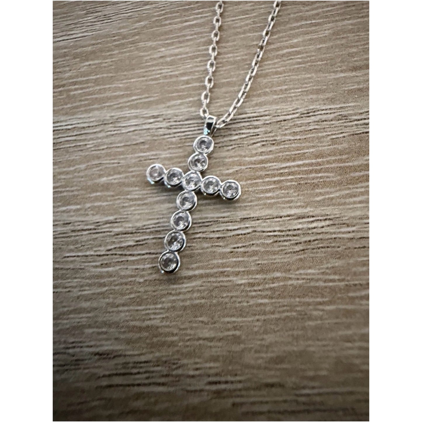 Kendra Scott Silver Tone Crystal Cross Adjustable Slider Necklace