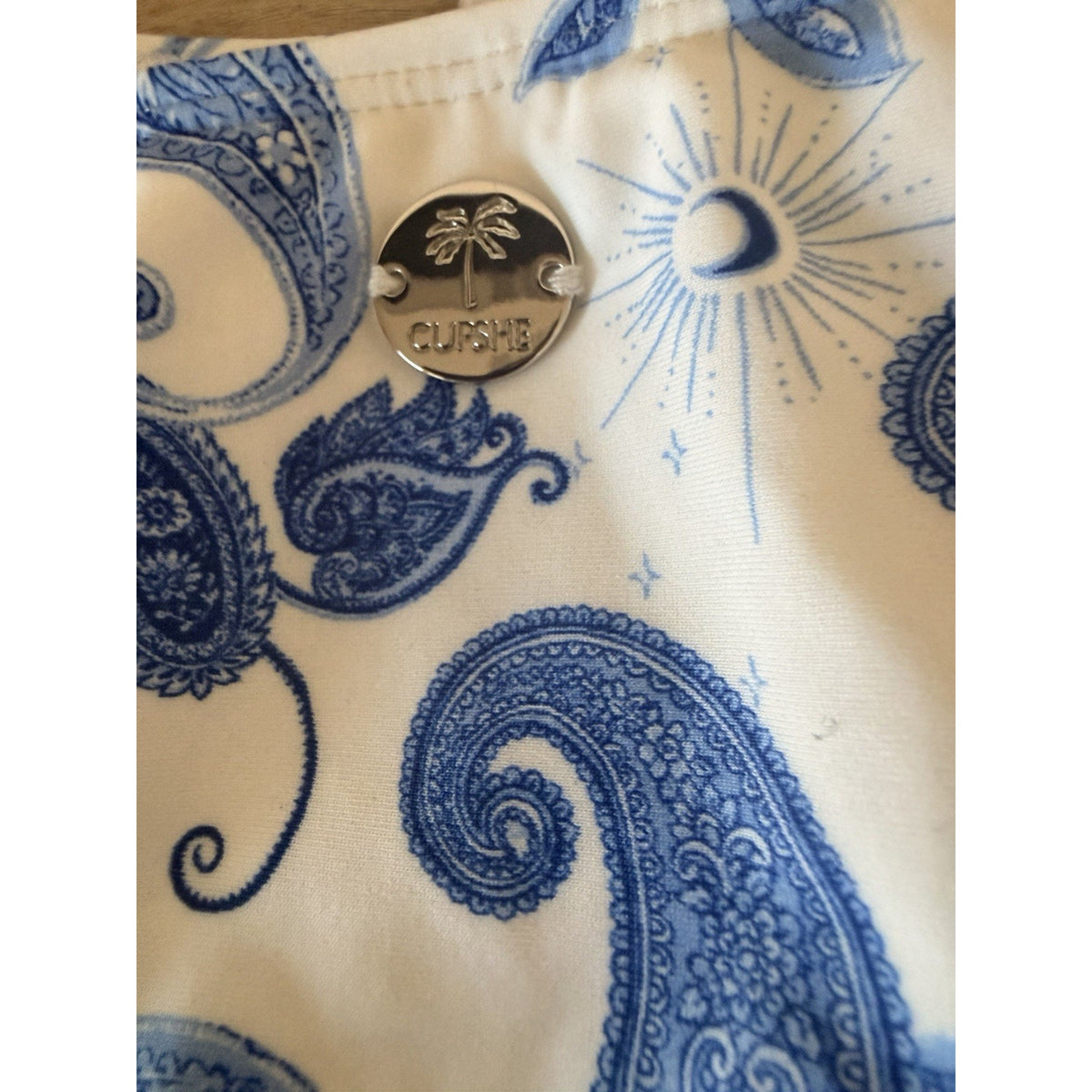 Cupshe Bikini Set M Blue White Paisley Underwire Rope Strap Swimsuit NWT