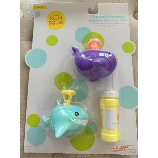 Sun Squad Bubble Blower Set Shark Whale Kids Outdoor Summer Toy NEW