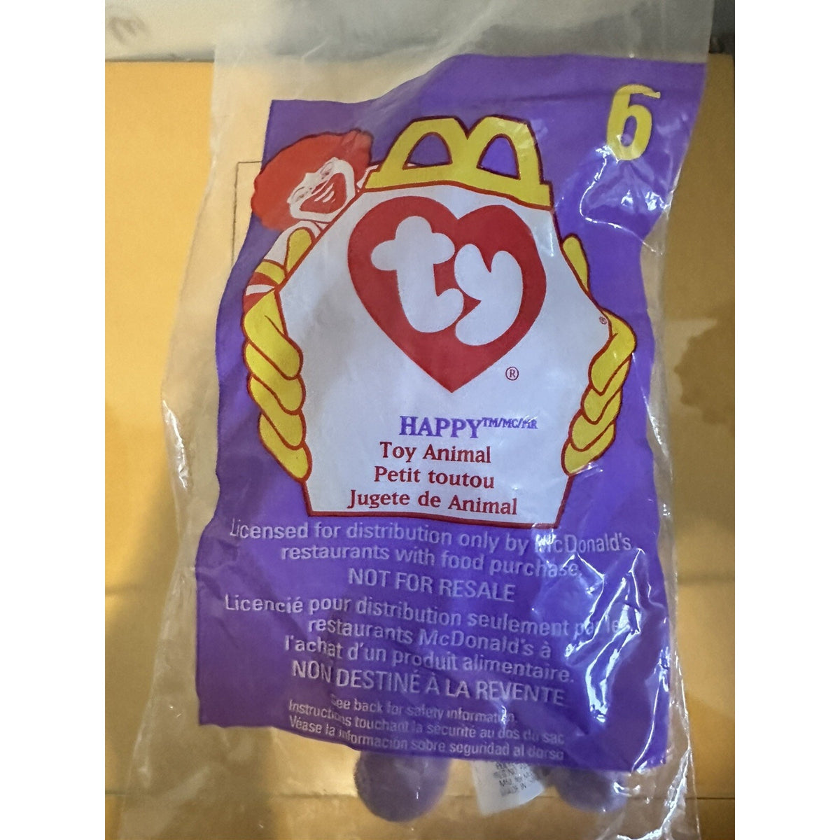 1998 McDonald's Ty Beanie Babies Happy #6 Happy Meal Toy NEW Sealed Vintage