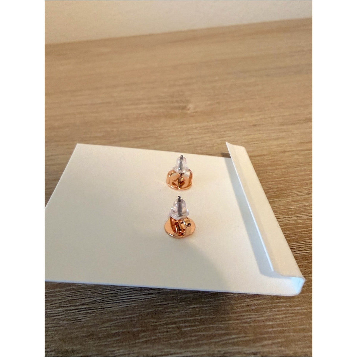 Tory Burch Rose Gold Logo Faux Pearl Drop Stud Earrings New