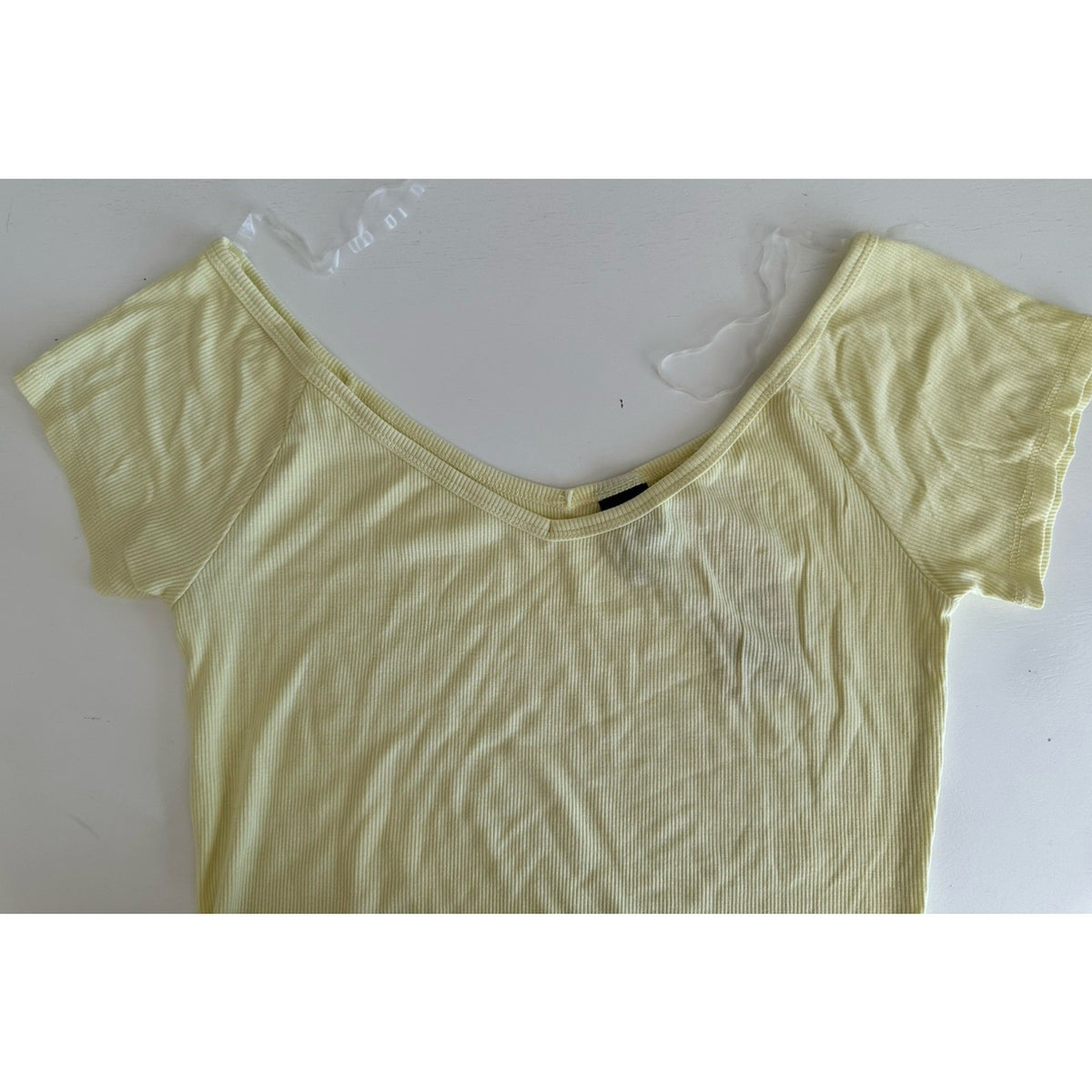 Wild Fable Ribbed Knit Short Sleeve Top XS Light Yellow NWT