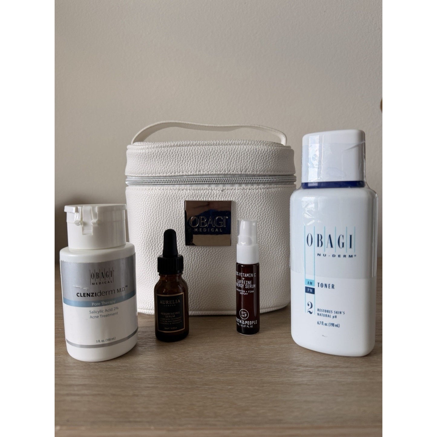 Obagi Skincare Set Clenziderm Toner Cosmetic Bag + Aurelia & YTTP Samples