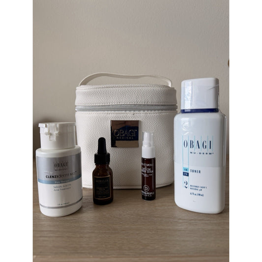 Obagi Skincare Set Clenziderm Toner Cosmetic Bag + Aurelia & YTTP Samples