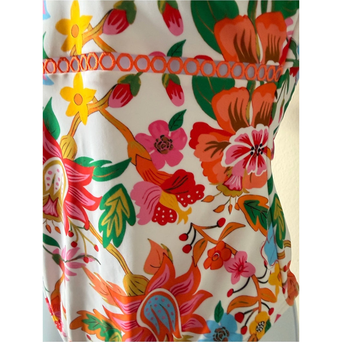 Cupshe One Piece Swimsuit Floral Halter Tie Back Cutout NWT Size Small