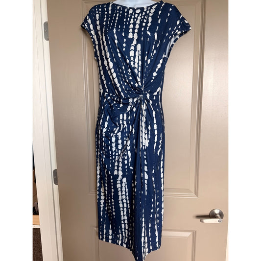 NWT Cupshe Blue White Tie Dye Twist Front Midi Dress Size Small