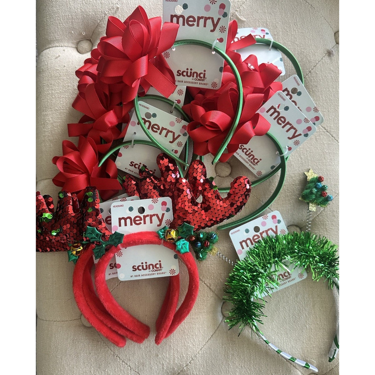 Scünci Holiday Headbands Lot | 12-Piece Bundle | Bows, Reindeer, Tree 🎄