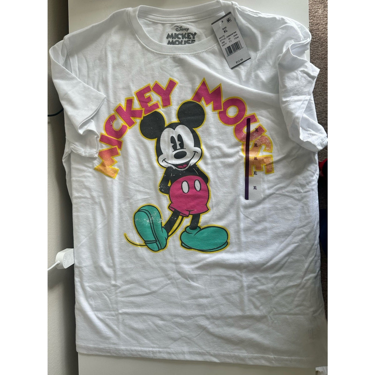 Disney Mickey Mouse White Graphic T-Shirt Youth XL New With Tags