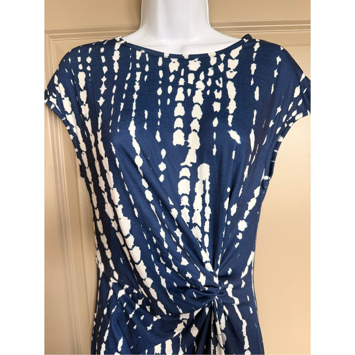 NWT Cupshe Blue White Tie Dye Twist Front Midi Dress Size Small