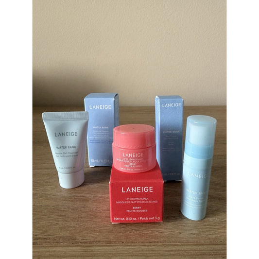 Laneige Water Bank Mini Set Cleanser Serum Lip Sleeping Mask Berry New