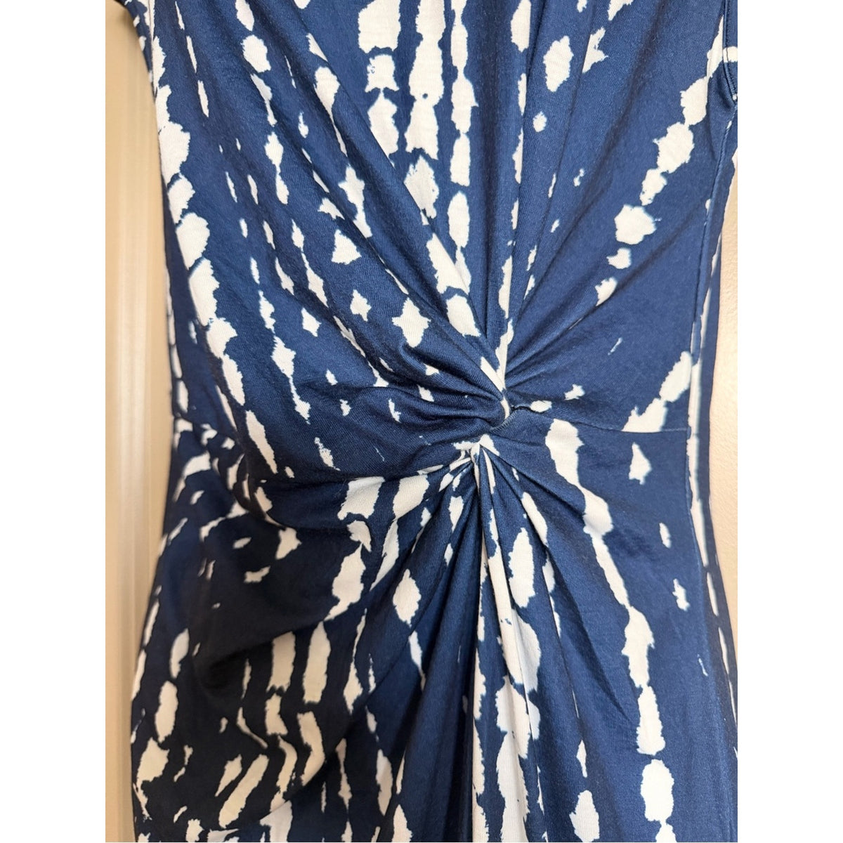 NWT Cupshe Blue White Tie Dye Twist Front Midi Dress Size Small