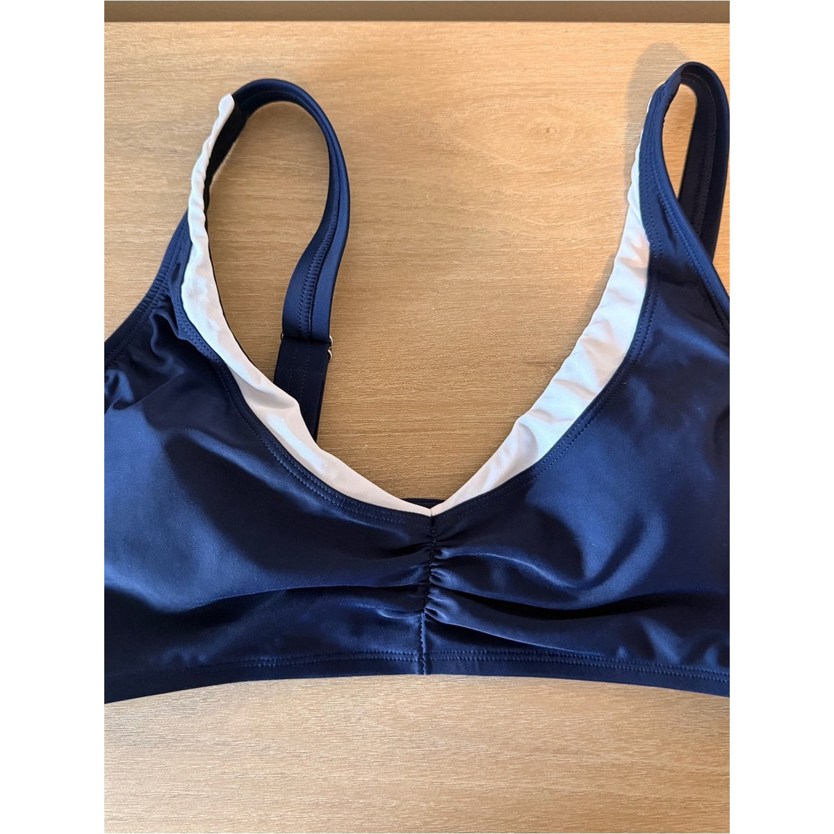 NWT Cupshe Navy White Crochet Trim Bikini Set Size S Adjustable Swim