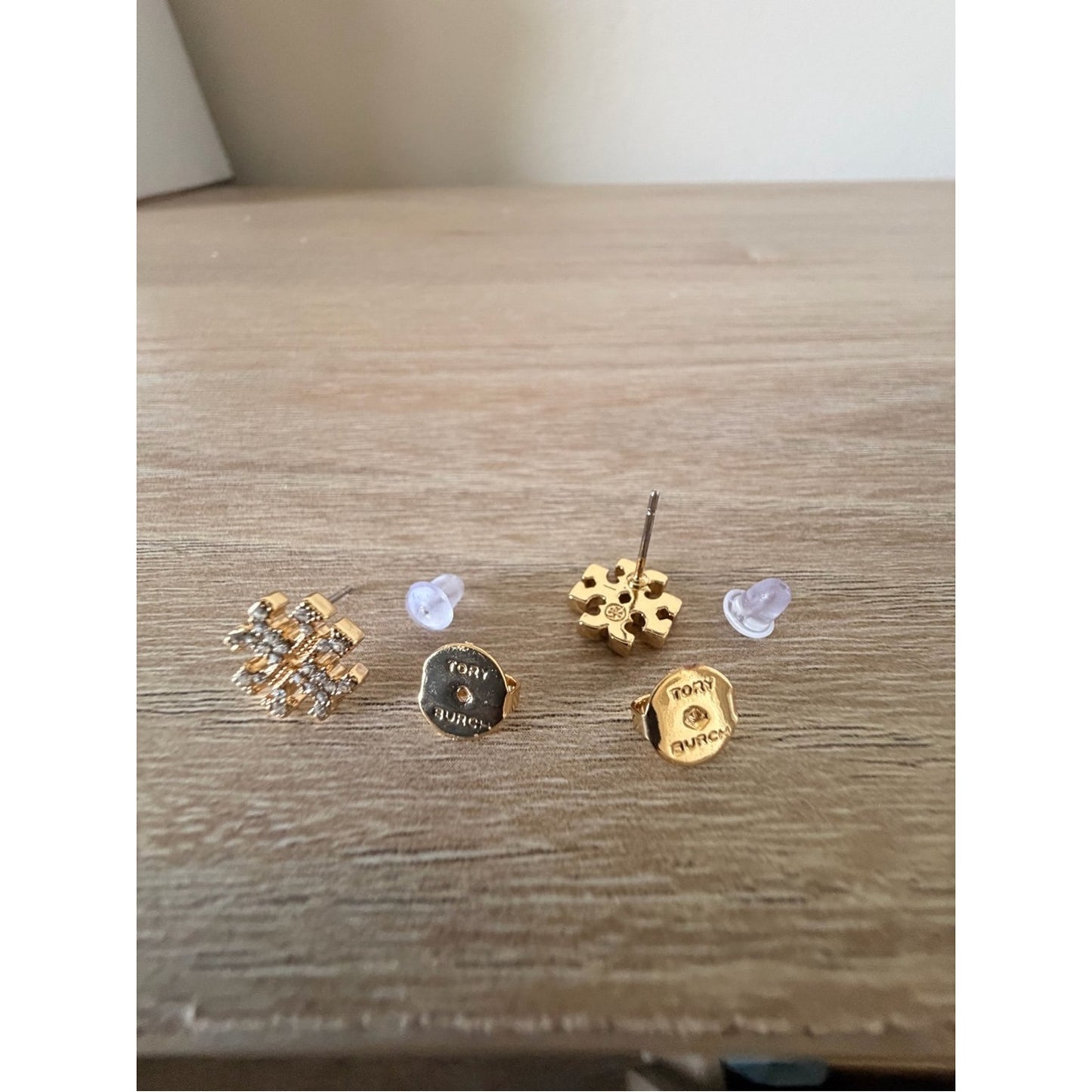 Tory Burch Icon Pavé Stud Earrings Gold-tone Crystal Double T Logo