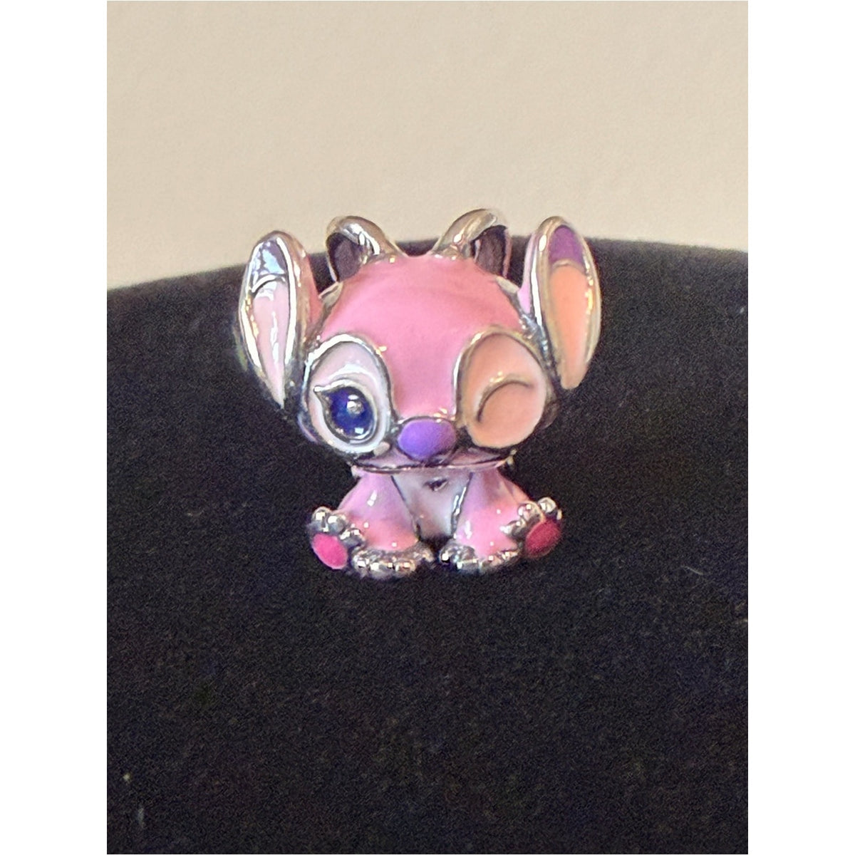 Pandora Pink Stitch Winking Enamel Charm