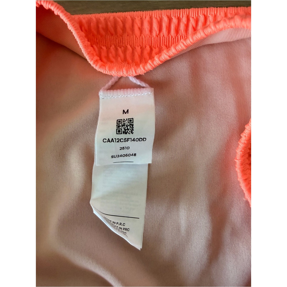 CUPSHE NWT Bright Coral Textured Bikini Set Medium High Waisted Swimwear