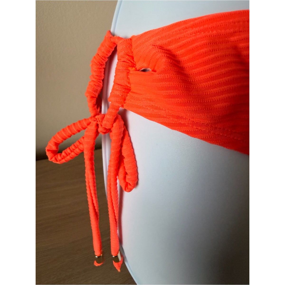 CUPSHE Neon Coral Ribbed Bikini Set Mixed Sizes S Top L Bottom