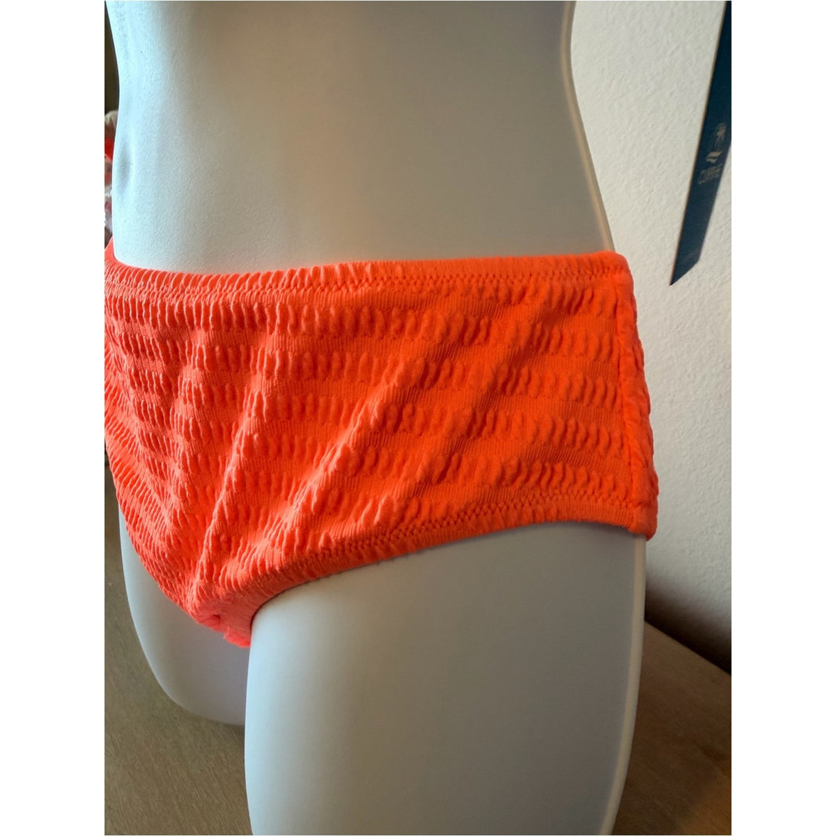 CUPSHE NWT Bright Coral Textured Bikini Set Medium High Waisted Swimwear