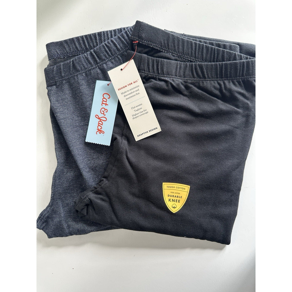 Cat & Jack Girls XL 14 Black Faux Denim Leggings 2-Pack NWT Adaptive