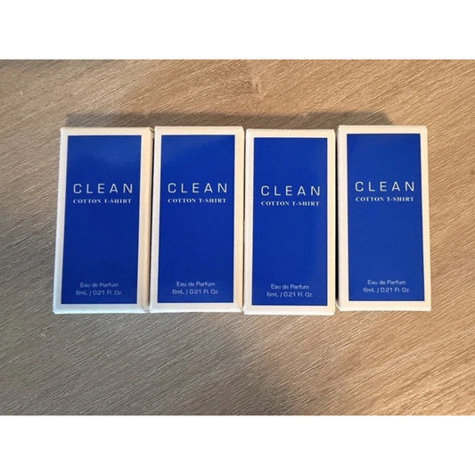 Lot of 4 CLEAN Cotton T-Shirt Eau de Parfum Mini Splash 6mL 0.21oz New