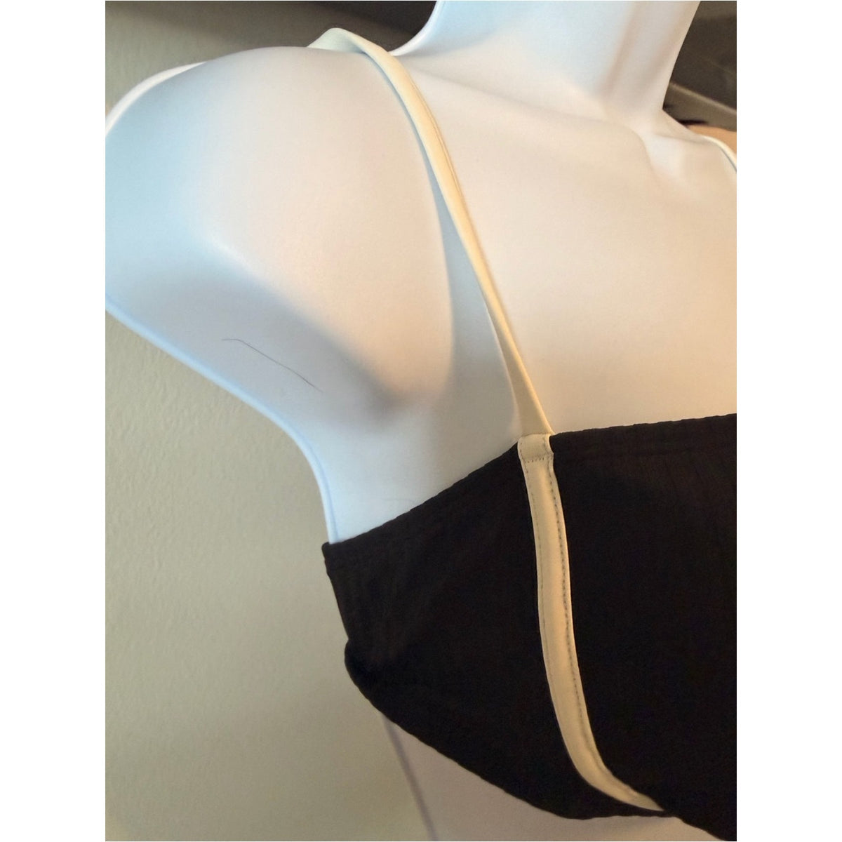 NWT Cupshe Black Cream Ribbed High Waisted Bikini Set Size M