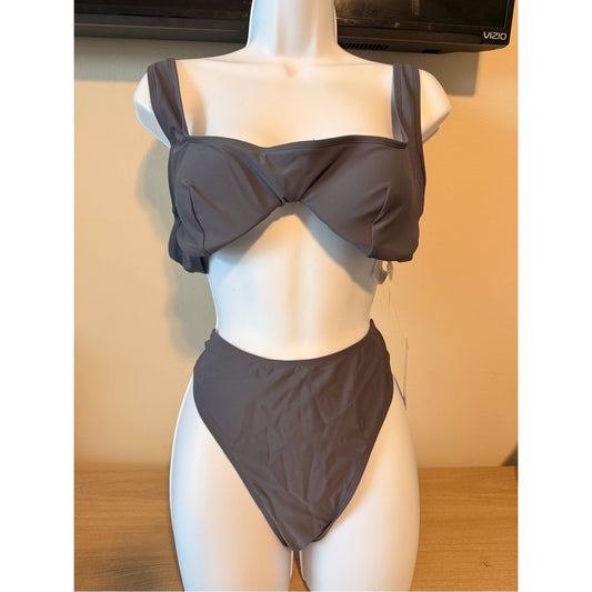 CUPSHE Gray Bikini Set High Cut Underwire Swimwear Two Piece Size XL
