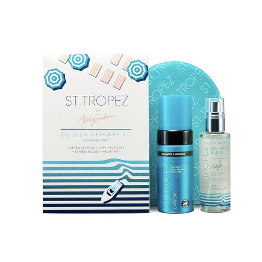 St Tropez Ashley Graham Golden Getaway Self Tan Kit Sealed Express Mousse