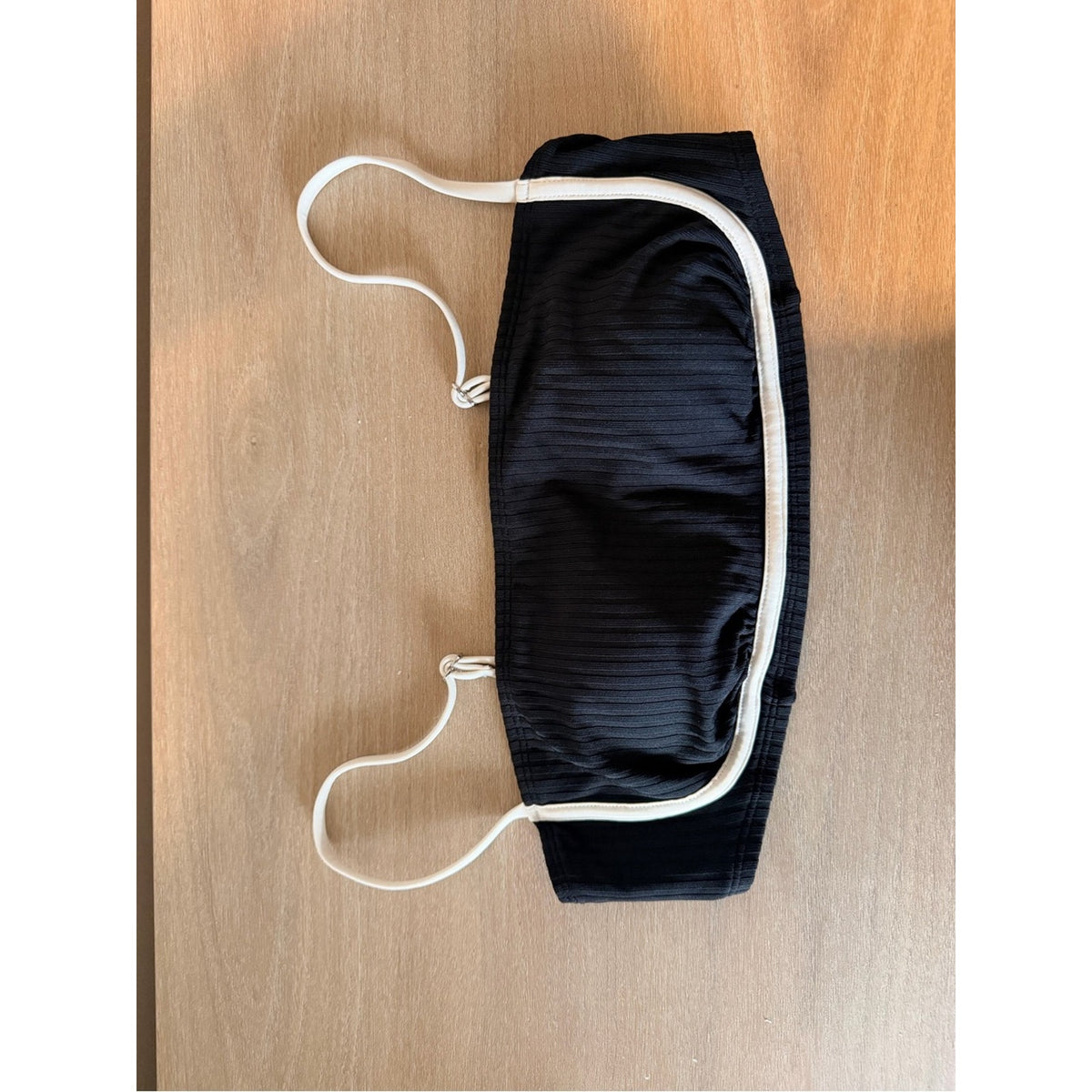 NWT Cupshe Black Cream Ribbed High Waisted Bikini Set Size M