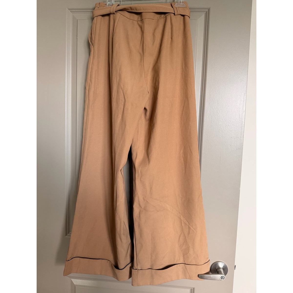 Cupshe Tan Wide Leg Tie Waist Palazzo Pants Size Small