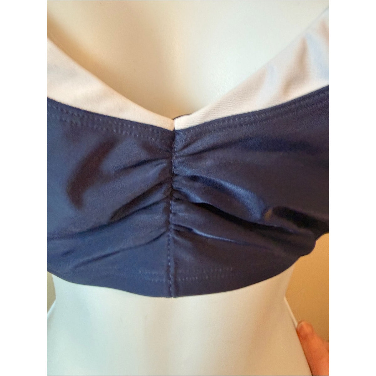 NWT Cupshe Navy White Crochet Trim Bikini Set Size S Adjustable Swim