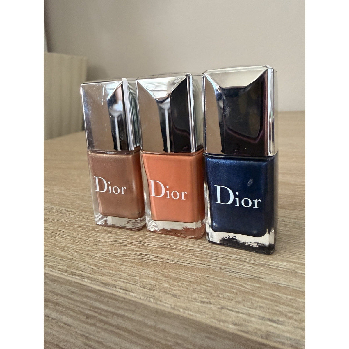 3 Dior Vernis Nail Polish Set Shimmer Bronze Blue Orange 0.33 fl oz