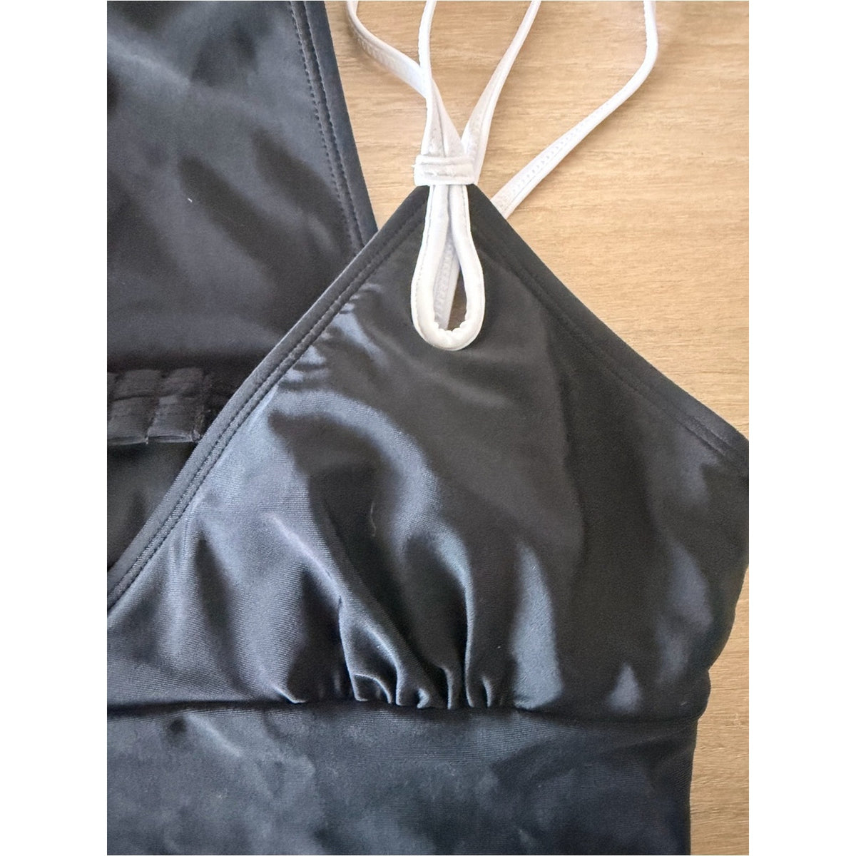 Cupshe Black Ruched Open Back One Piece Swimsuit Medium NWT