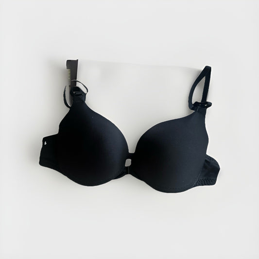 Black Padded Bra Front Closure Adjustable Straps Size 34 / 75