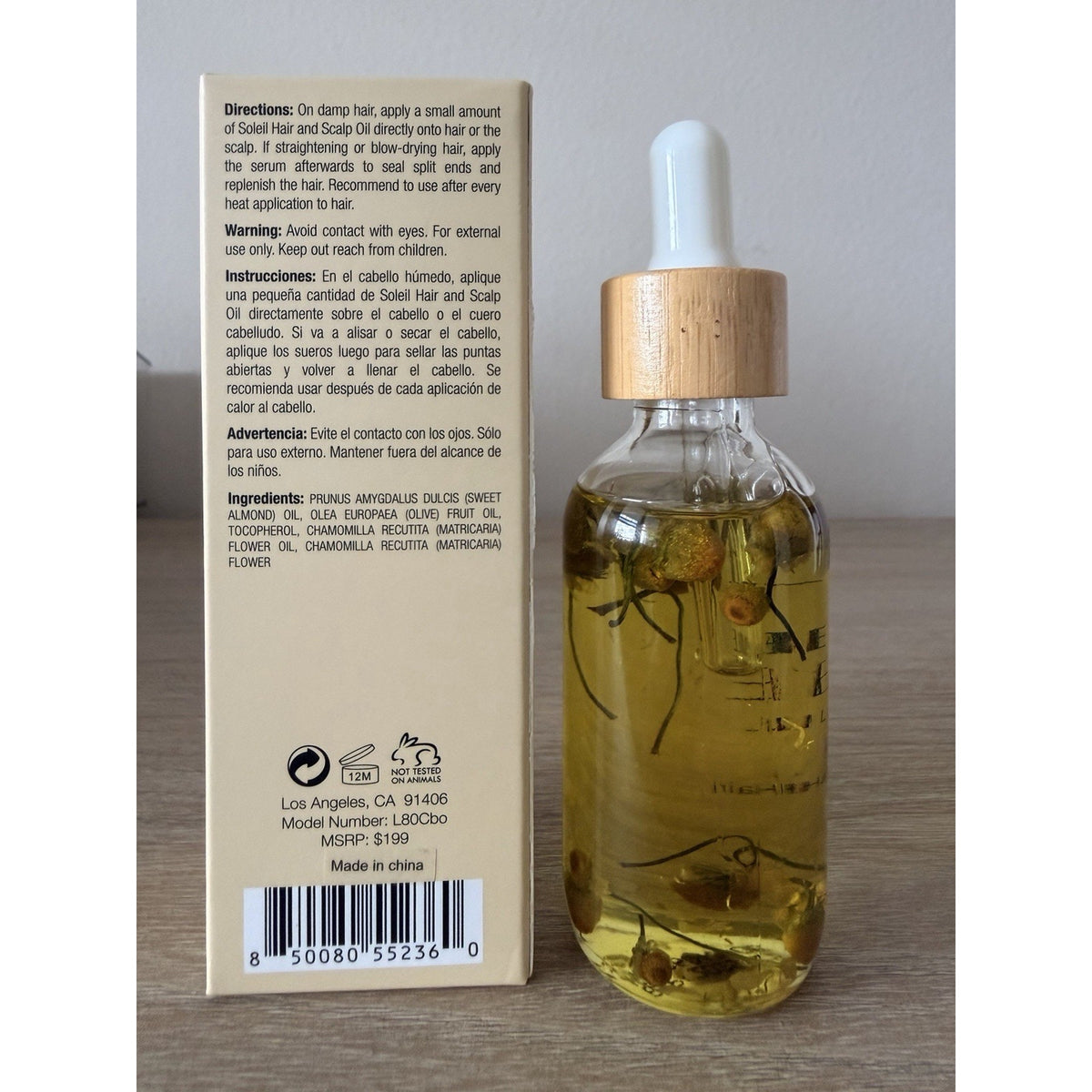 Soleil Chamomile Balance Hair & Scalp Oil 2 oz New in Box Exp 2029