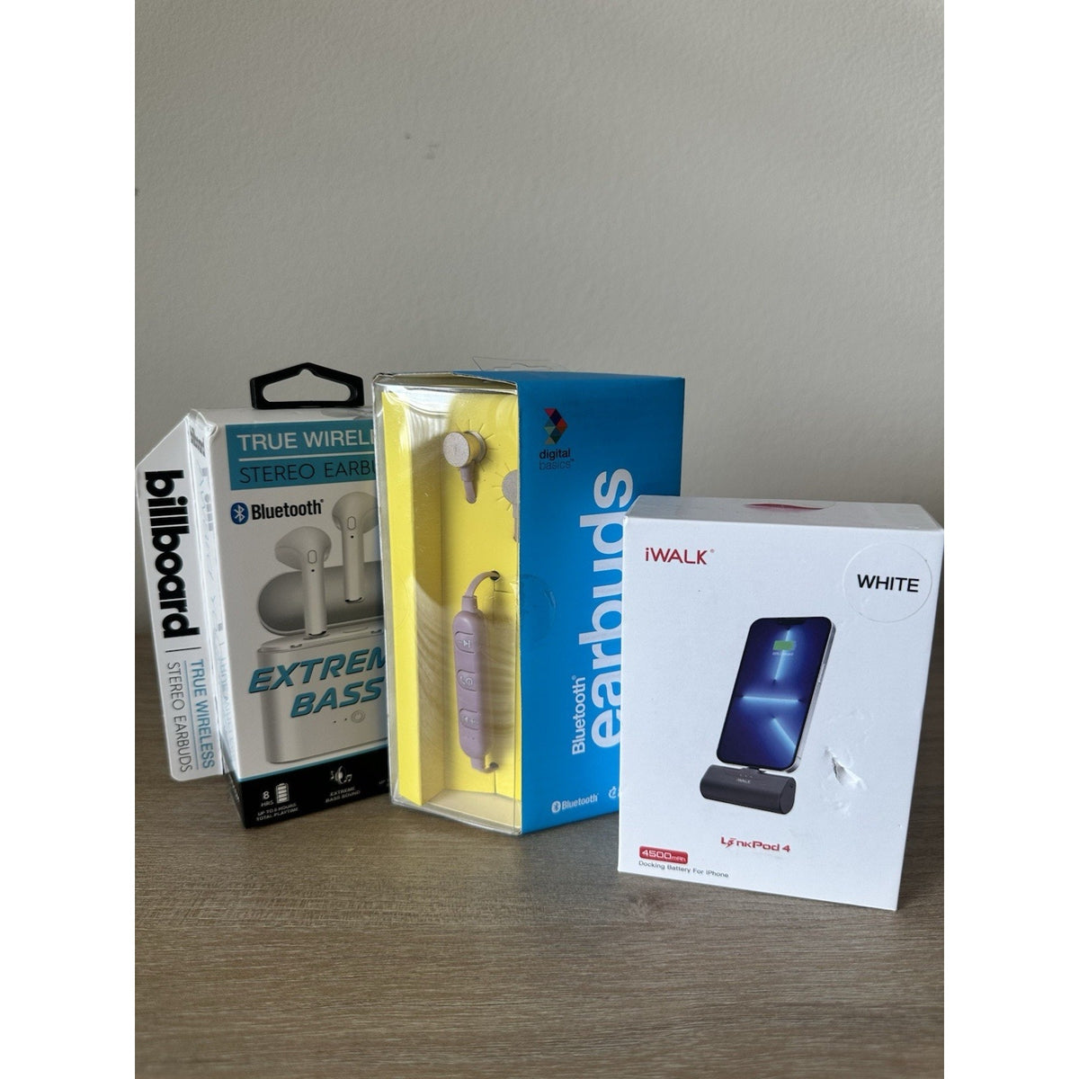 Bluetooth Earbuds & Mini Charger Lot Billboard Digital Basics iWALK